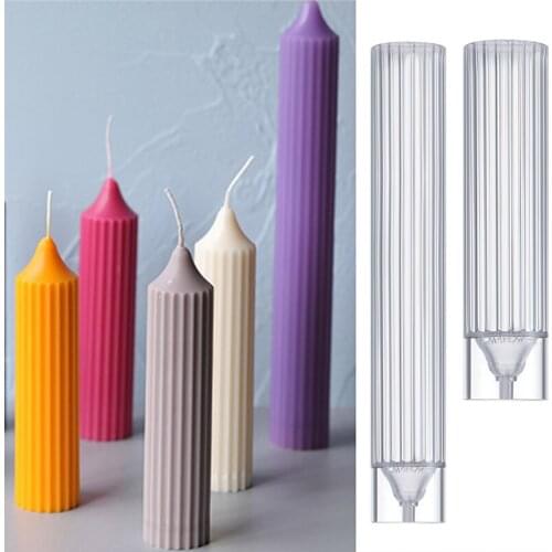 Long pole Candle Molds Plastic Pillar Candle Making Kit Large Cylinder Rib Candle Making Molds DIY Candle Making Supplies