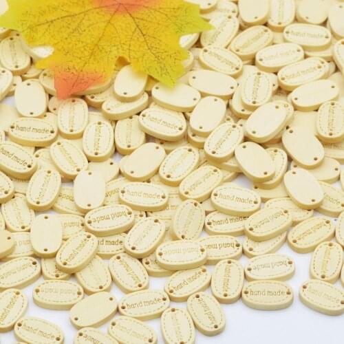 KALASO 50pcs Wood Handmade Label Tags Sewing Garment Embossing DIY Craft Supplies Hand Made Knitting Decor Accessories