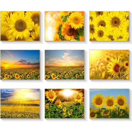 Sunflower Oil Painting Poster Under The Sun Plant Flower Decoration Painting Living Room Canvas Hanging Painting Under The Sun