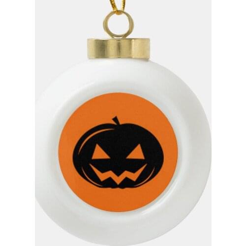 Black Pumpkin Ceramic Ball Halloween Ornament,Halloween Ornaments,Halloween Decoration,Handmade Ornament, Ceramic Ornament