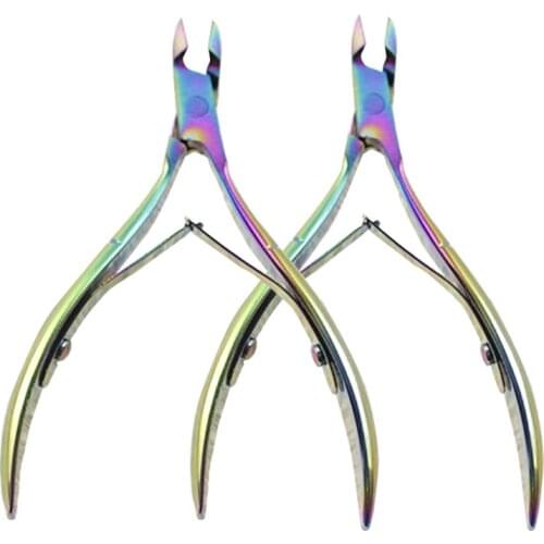 Shellhard 1Pc Rainbow Cuticle Nipper Chameleon Nail Cuticle Nipper Clipper Cutter Dead Skin Remover Manicure Pedicure Tool
