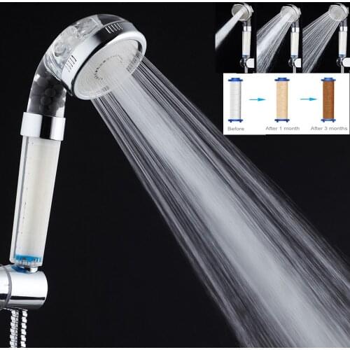 Bathroom Cotton Filter Shower Head Purifier Rust and Dust 3 Modes Adjustable Jetting Rainfall Spa Shower Nozzle for Bath
