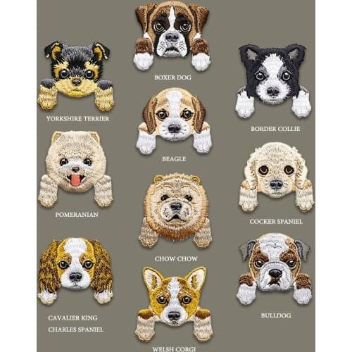 20pcs/lot Embroidery Patches Letters Clothing Decoration Accessories Cute Animals Puppy Dog Iron Heat Transfer Applique