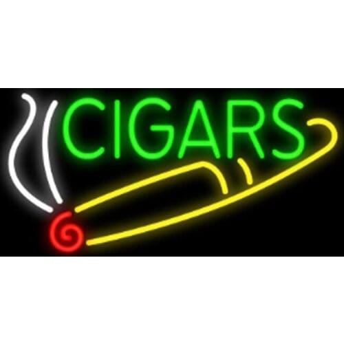 Cigars Smoke Head Shops Cigar Cigarette Neon Sign Handmade Real Glass Tube Bar Store Company Custom Display Neon Signs 17"X8"