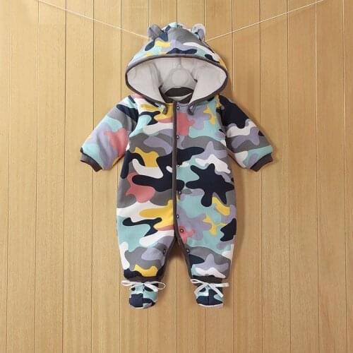 New Baby Clothes Detachable Newborn Baby Cotton One-piece Thick Hooded Baby Warm Winter Clothes Baby Romper Animal Style