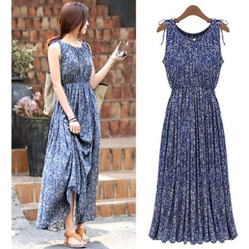 Dress Durable Sleeveless Cotton Blend Summer Floral Sleeveless Dresses for Evening Party