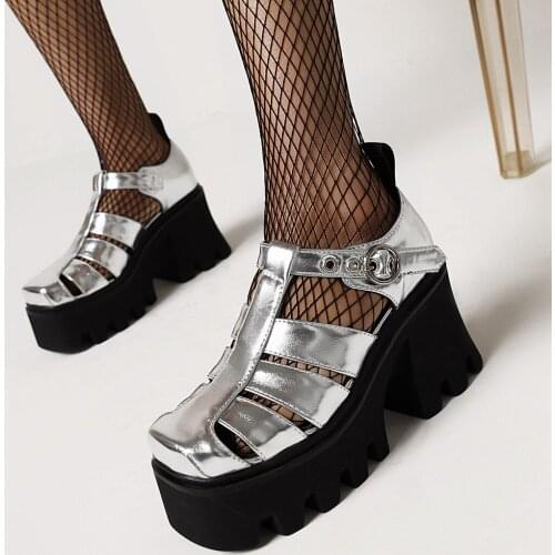 Black Platform Women Sandals Summer 2021 Female Shoes Woman Block Heel Fashion Buckle Causal Sandals Cheap High Quality