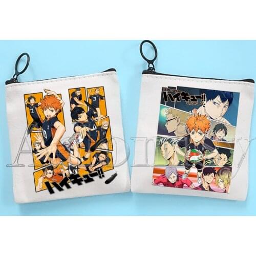 Haikyu Cute Solid Color Canvas Coin Purse Small Fresh New Zipper Key Bag Hand Gift Bag