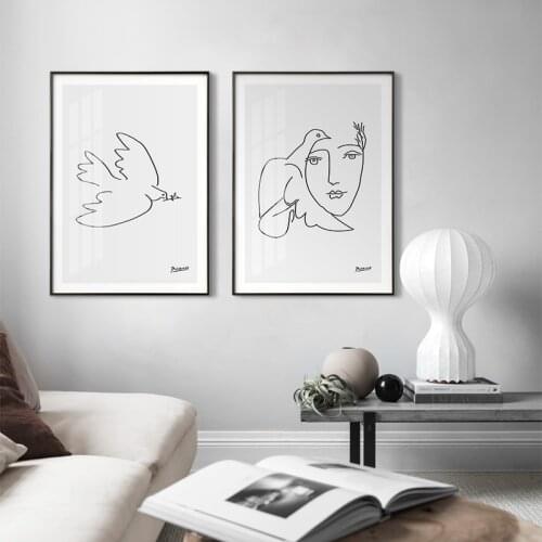 Morden Minimalist art character line canvas painting Wall art Picture for Living Room Nordic Abstract poster Decoration Picture