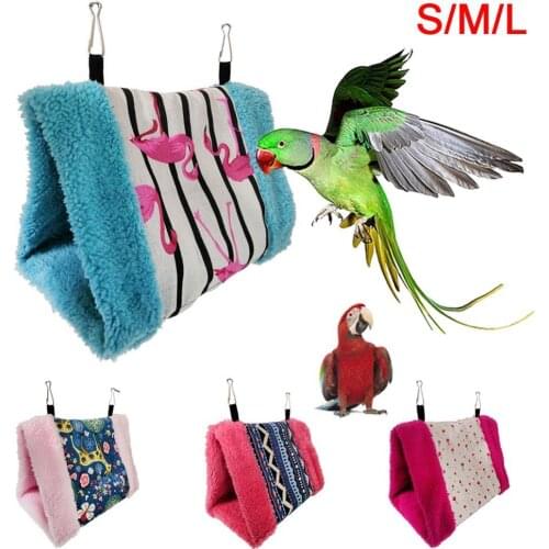 Cotton Warm Bird Parrot Hammock Hanging Triangle House Perch Cave Cage Bed Toy Triangular Color Design Tree Hole Sleeping Nest