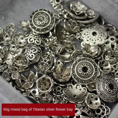 50g DIY Handmade Alloy Tibetan silver accessories Diaphragms and beads flower pendant Assemble DIY Jewelry Making Accessories