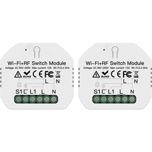 2Pcs Intelligent Tuya Switch Relay Module App Control, 1 Way Dual Control Wifi Switch Works With Alexa Home