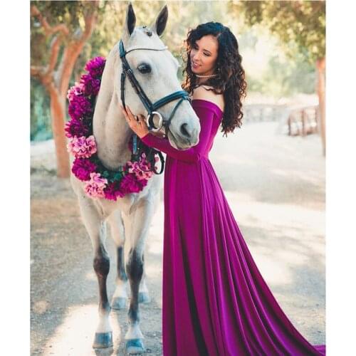 High Quality Maternity Gowns for Baby Showers A Line Off Shoulder Long Sleeves Photography Prop Dresses for Pregnancy Yewen