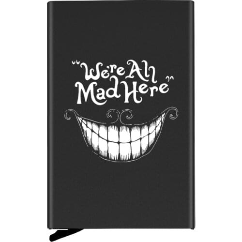 High Quality Dream Alice in Wonderland Automatic Pop Up Credit Card Holder Cover Rfid Aluminum Pocket Wallet