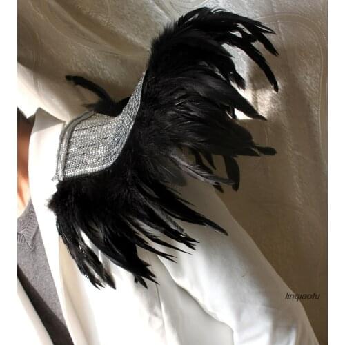 Japan and South Korea Europe and America punk feather wings corsage, wedding host stage performance tassel epaulets
