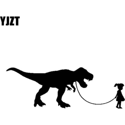 YJZT 12.7CM*4.5CM Rock And Roll Dinosaur Girl Vinyl Motorcycle Black Silver Car Sticker Decals C13-000577
