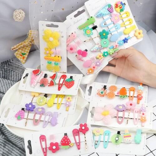 5/10pcs/Set Hair Clip Accessories Sets Lovely Cloud Hairpin Colorful Quicksand Fruit Sequins Barrette Headwear For Girl Children