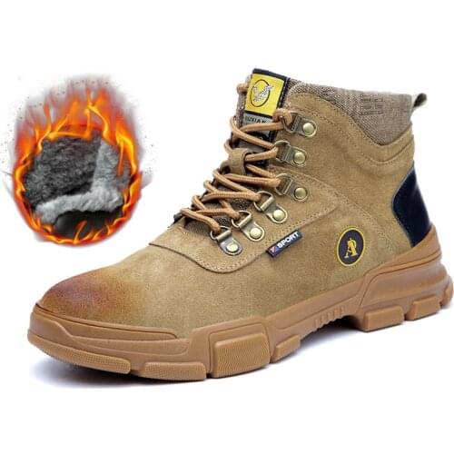 Safety Work Shoes For Men Light Steel Toe Work Boots Male Cowhide Puncture Proof Anti-smashing Construction Outdoor Martin Boots