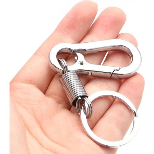 Stainless Steel Hook Clip Hanging Retractable Suspension Anti Lost Keychain New B2QE