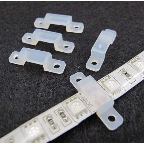 10pcs Silicone Fixer Clips Bracket Holders for 5050 LED Strip 10mm 5050 5630 wholesale Plastic RGB Light Single Color