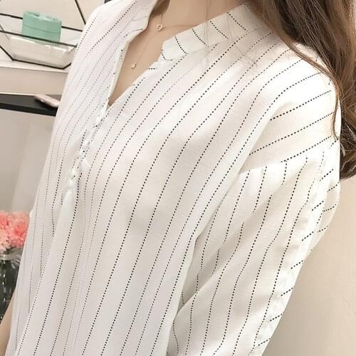 Women Summer New Short Sleeve Striped V Neck Cotton Linen White Blouse Shirts Casual Fashion Top Shirts Blusas