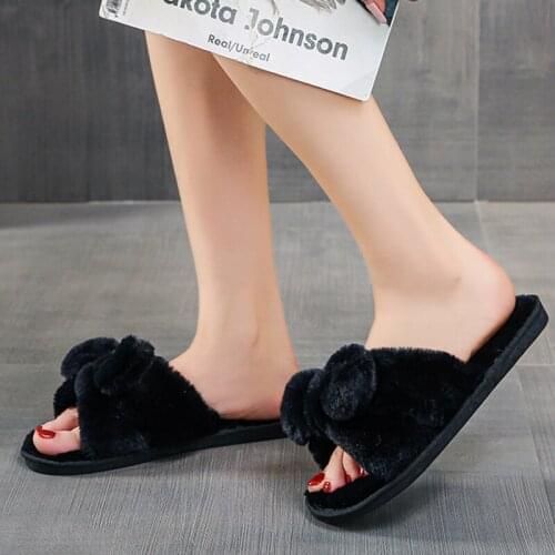 Winter Fur Home Slippers Women Cute Furry Slippers For Women Girls Warm Women Slippers Indoor Floor Ladies Shoes Female Footwear