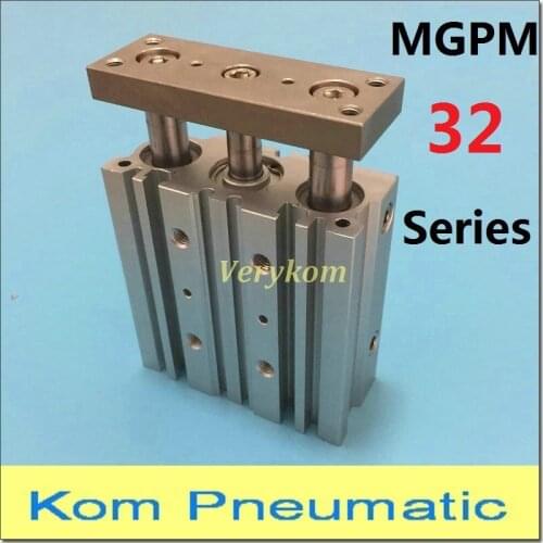 1/8" Pneumatic 32mm Three Rod Magnetic Guide Cylinder 3 Axis Piston TCM MGPM32-10X20*25*30X32-50/40x100Z/175/150S MGPM SMC Type