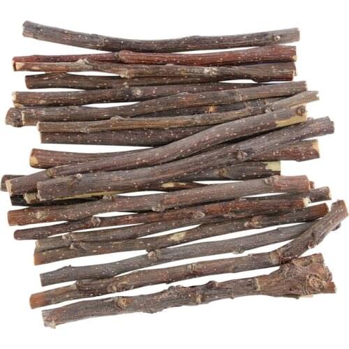 60PCS Wood Stick Pet Grinding Rod Teeth Cleaner Apple Branch Pet Fruit Wood Molar Rod For Rabbit Guinea Pig Hamsters Chinchillas