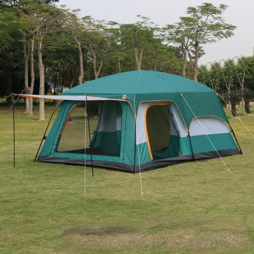 4Colors Ultralarge 6 10 12 Double Layer Outdoor 2living Rooms and 1hall Family Camping Tent In Top Quality Large Space Tent