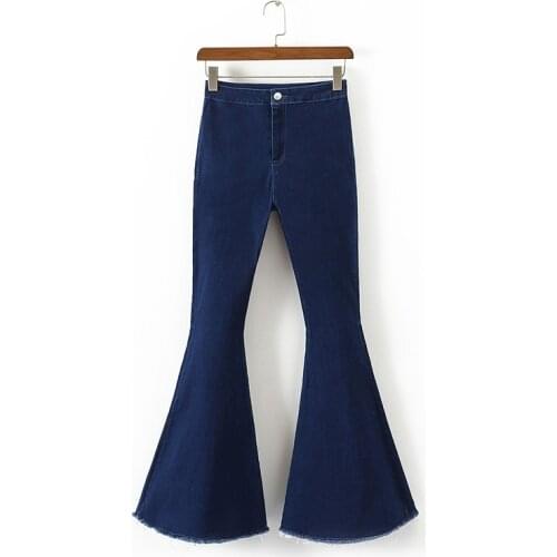 Retro Big Bell Bottom Jeans For Women High Waisted Wide Leg Jeans Long Flare Jeans Mom Office Lady Stretchy Curvy Denim Trousers