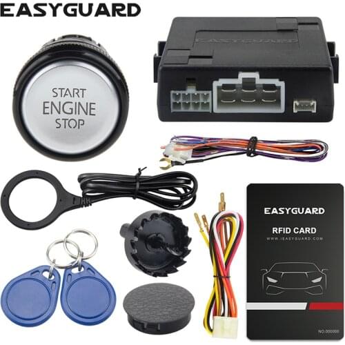 Easyguard RFID car alarm system with smart push start button and valet mode keyless go system dc12v