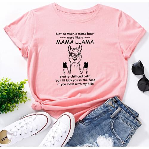 Mama Llama Animal Lover Mom Family Gift T-Shirt Funny Shirts for Women Female Graphic Tee Short Sleeve Summer Shirts Tops Shirt