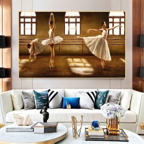 Classical Vintage Ballet Dancing Girls Canvas Painting Ballerina Posters and Prints Abstract Wall Pictures for Living Room Decor