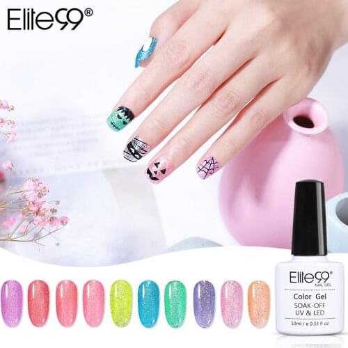 Elite99 Nail Art Glitter Rainbow Candy Series Nail Gel Soak Off Led Lamp Permanent Nail Polish Top Base Coat Primer For Nails
