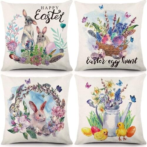 HOT SALES Throw Pillow Covers 18 X 18 Inch Set of 4 Rabbit Cushion Covers for Home Sofa Chair Decorative Pillowcases