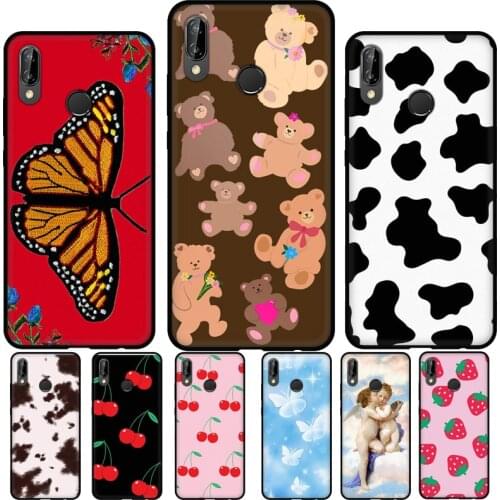 Lucky Butterfly Sky Bear-y Cute Cowhide Silicone Case For Huawei P30 Lite P40 P20 Pro P Smart Z 2021 2019 Mate 20 Lite Cover