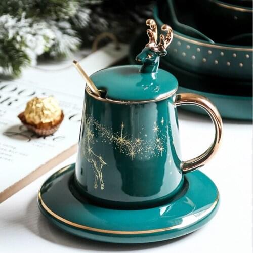 Creative Coffee Mug Ceramic Travel Set Green Cute Reusable Coffee Mug Home Gardon Canecas Cafe Criativas Home Drinkware QOO50MK
