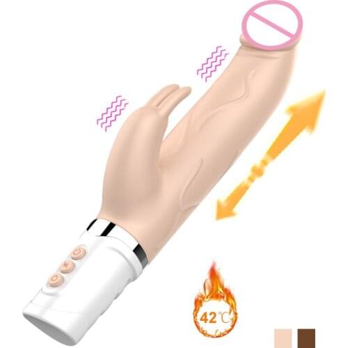 Realistic Dildo Vibrator Electric Telescopic G Spot Rabbit Vibrator Clitoral Stimulator Rotation Sex Toys For Woman Masturbator