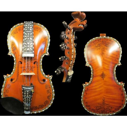 Deluxe fancy Norwegian fiddle 4/4 violin (4*5) of profession concer t#14804