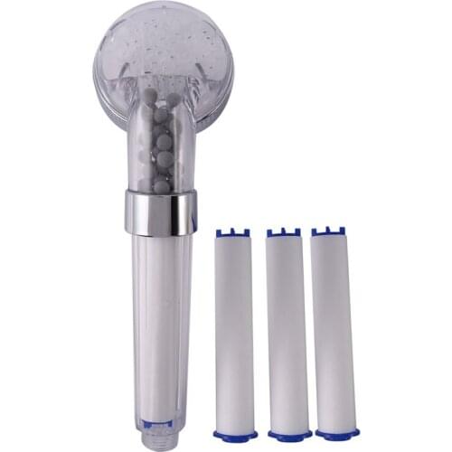 1 Set Negative Ions Bathroom Handheld Shower Water Saving Head Set with 3 Filters High Pressure Portable Shower Head Hand Shower