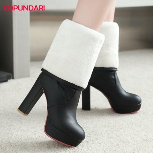 Ladies Super High Heels Platform Calf Boots Women Autumn Winter High Boots Shoes Bottes Plateforme Femme Botas Invierno Mujer