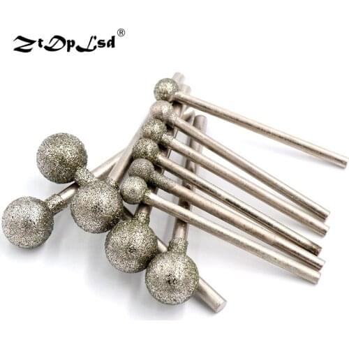 2.35mm Shank Diamond Spherical Polishing Grinding Head Mounted Points Bit For Dremel Rotary Tools Needle Coated Spheres Burr