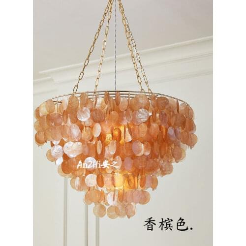 Nordic shell chandelier romantic warm French modern American light luxury girl bedroom princess room lamp