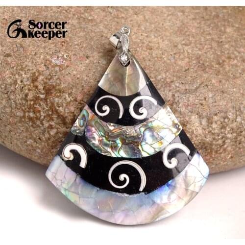 Vintage Natural Mother of Pearl Shell Pendant Antique Silver Plated Abalone Shell Pendants Charms Jewelry Making BD965