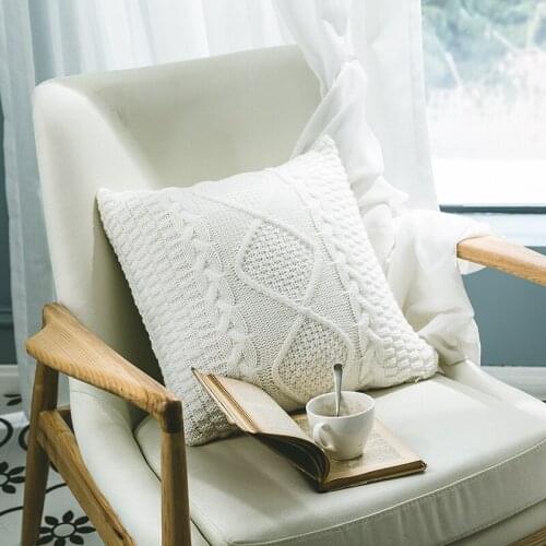 Knit Cushion Cover Solid Ivory Grey Pink Ivory Green Solid Pillow Case 45*45cm Soft For Sofa Bed Nursery Room Decorative