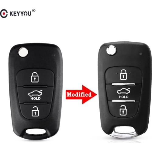 KEYYOU 3 Buttons Replacement Modified Car Flip Folding Key Shell Blank Remote Fob For Hyundai I30 IX35 For Kia Sportage K2 K5