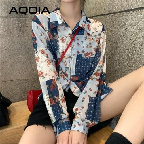 2021 Spring Vintage Floral Printing Loose Women Blouse Shirt Button Up Patchwork Oversize Ladies Shirt Long Sleeve Female Clothe