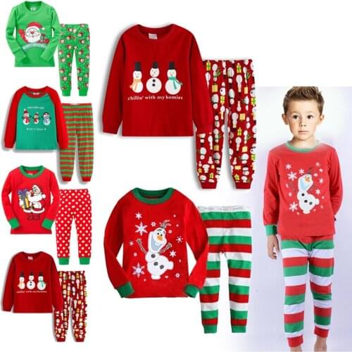 Pajamas Sets Boys Girls Sleepwear Clothes Christmas Homewear Casual Cotton Soft Skin-Friendly Long Sleeve Shirts Pants 2Pcs