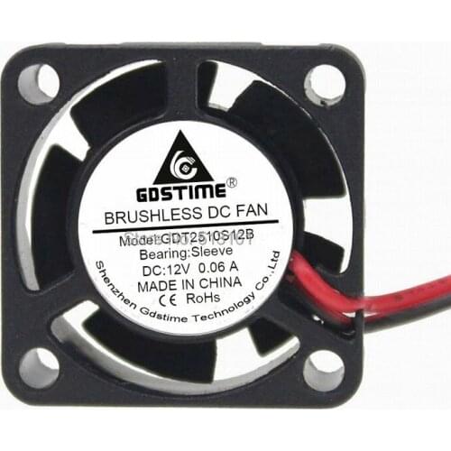 2PCS/Lot Gdstime DC 12V XH2.54-2Pin 2510 25mm 25x25x10mm Mini Cooler Cooling Fan