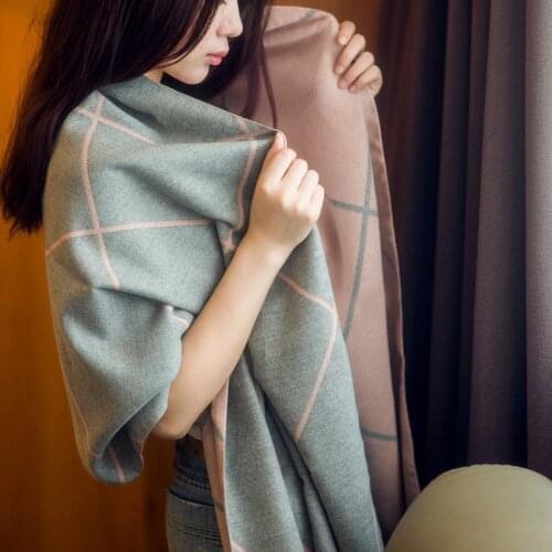 2019 Hijab Lattice Shawl Thickening Keep Warm Winter Bandana Cashmere Scarf Cachecol Pashmina Bandanas Scarves Echarpe Poncho